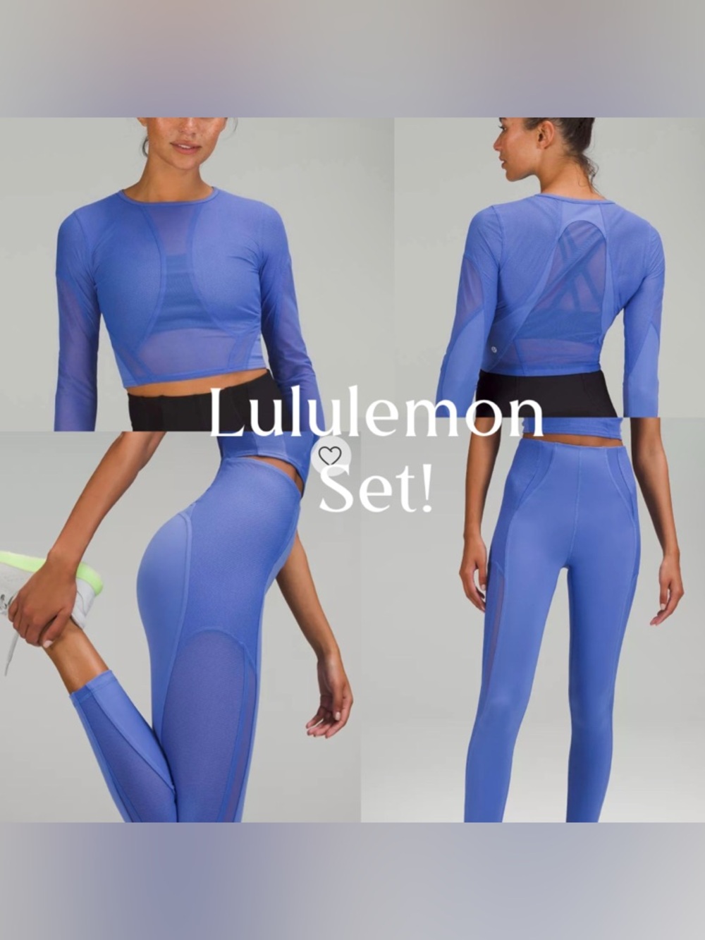 Lululemon Everlux Mesh Panelled Training HR 25” Training Tight & Top Sz 8 SET!!